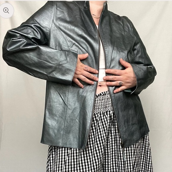 Vintage Reversible Suede Leather Jacket Lightweight Woman’s Blue Retro Shacket - Picture 4 of 16